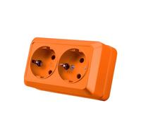 Toma de pared, toma de pared expuesta, toma de pared 250 V CA 16 A, doble toma de corriente con protección de contacto, naranja, MZ-06