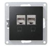 Toma de red | ESTILO | CAT 6A, UP, totalmente blindado, toma de datos, toma de Internet empotrada en negro mate