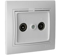 Tapa empotrable final con marco para toma de señal de radio y televisión de color blanco Solera ERP47U