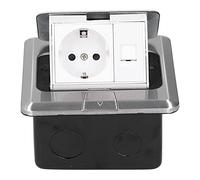 Toma de Suelo Interior, Toma Empotrada Impermeable para Cocina, Toma de Suelo Retráctil, 1 Toma + 1 Ethernet, para Instalación en Suelo, Isla de Cocina, Oficina Terraza Trabajo