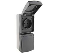 Toma de superficie para cuarto húmedo de 2 vías toma doble con tapa protectora - IP54 250V toma exterior vertical