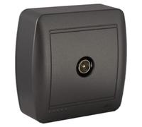 Toma de TV de superficie, color grafito, serie mural, ideal para conexión de dispositivos audiovisuales en hogares y oficinas.