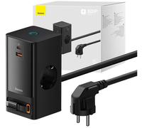 Toma Eléctrica PowerCombo con 2x Tomas AC + 2x USB-C + 1x USB-A 65W (Negro) - BASEUS
