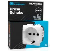 Toma eléctrica Schuko Unel 16 A 250 V toma italiana 2P + T bipaso bivalente 10/16 A color blanco frutos compatibles con BTicino Livinglight Serie Civil 814B