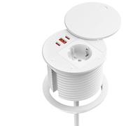 Toma empotrable de Escritorio USB C PD de 35 W, Bloque de Toma empotrable con Puertos USB y USB-C, 1,8 m de Cable Blanco