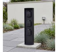 Toma Exterior Jardín Columna de Enchufe Aluminio IP44 3 Tomas 3500W 40 cm