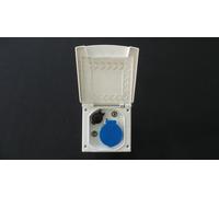 Toma Exterior Multifunción Blanca 230 12 V SAT Antena IP44 Vivienda Caravan