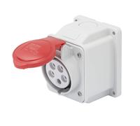 Toma Fija De Pared 10 Grados IP44 3P+N+T 16A 380-415V Rojo Cableado A Tornillo