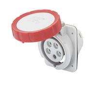 Toma Fija Empotrada 10 Grados IP67 3P+N+T 32A 380-415V Rojo Cableado A Tornillo