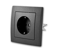 Toma FLAIR antracita, 250V~/16A, empotrar, con marco, conexión clamp