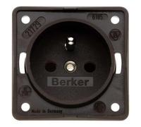 Toma Francia/Bélgica,con tornillo con elevador y protección infantil, serie berker integro de hager, marrón