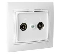 Toma Intermedia TV-Radio Blanca con Conectores Euro y Solera. Perfecta para instalaciones eléctricas y conexiones de audio y video. Ideal para tus proyectos.