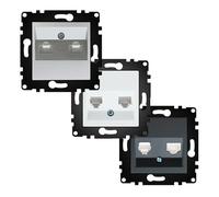 Toma internet + teléfono - módulo en color gris, 68x68x40 mm, múltiples conexiones, diseño funcional, adecuado para instalaciones eléctricas.*