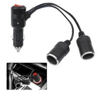 Toma Mechero Coche 12V/24V, Doble Enchufe Mechero con Interruptor, 18AWG/15A Cable de Extensión del Encendedor de Cigarrillos de Coche