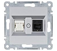 Toma RJ11/12 + RJ45, lumina, plata