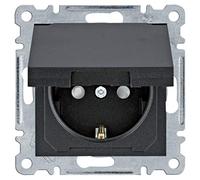 Toma Schuko con tapa IP44, lumina, negro
