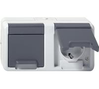 Toma Schuko Doble Gira Con Tapa Articulada IP44 Gris - 478130