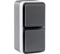 Toma Schuko, doble, vertical, gris