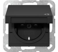 Toma Schuko Gira Sistema 55 Con Tapa De Seguridad Negro Mate - 4414005