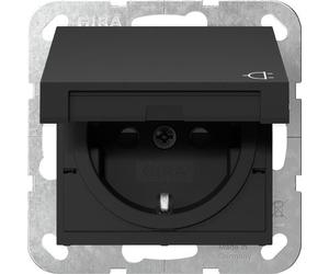 Toma Schuko Gira Sistema 55 Con Tapa De Seguridad Negro Mate - 4414005