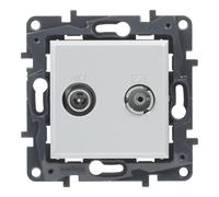 LEGRAND Toma TV-R/SAT Intermedias componible para instalación empotrada, Gama Niloé Step, Color Aluminio, 398316