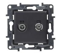 LEGRAND Toma TV-R/SAT Intermedias componible para instalación empotrada, Gama Niloé Step, Color Antracita, 398317