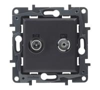 LEGRAND Toma TV-R/SAT Final componible para instalación empotrada, Gama Niloé Step, Color Antracita, 398320
