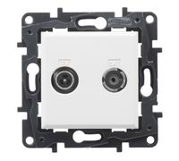 LEGRAND Toma TV-R/SAT Final componible para instalación empotrada, Gama Niloé Step, Color Blanco, 398318