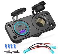 Toma USB 12V: Qidoe 300W Toma de Mechero con USB Tipo C 20W PD3.0 Cargador USB Coche Alargador Empotrable Impermeable QC 3.0 Interruptor LED 24V Autocaravana Cámper Moto Barco Caravana Camión Tractor