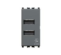 Toma USB 2.4 A a 2 salidas sobre módulo individual compatible con Vimar Arkè grigia
