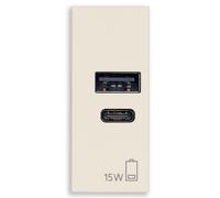 Vimar 30292.AC15C Linea Alimentador USB 15W 3A 5V para dispositivos electrónicos, salidas USB y USB C