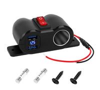 Toma USB Coche 12V/24V Dual,120W Toma de Cargador de Coche Enchufe de Mechero QC3.0 Encendedor de Cigarrillos Adaptador Distribuidor Encendedor con Interruptor y luz LED para camión de Coche SUV