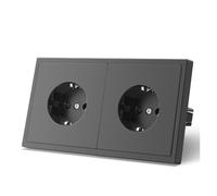 Tomacorrientes de pared 16 A, interruptores luz LED con botones grandes, puerto carga teléfono USB doble, 5 V, color negro, serie E for el hogar(Double Sockets)