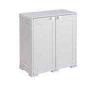 Tomaino - Armario escobero para exterior con 2 puertas y 3 compartimentos - Mueble de exterior para balcón, jardín, garaje - Armario escobero de exterior Simplex Gris