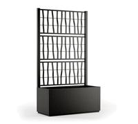 Tomaino - Jardinera con enrejado de plástico, separación de malla para plantas trepadoras para el exterior, terraza, jardín 80x36x140 h cm (Jardinera con enrejado, Negro)