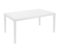 Tomaino Mesa de jardín de plástico Efecto ratán Rectangular (Blanco)
