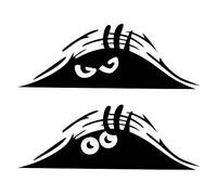 TOMAL 2 Piezas 19cm Peeking Monster Scary Eyes Car Sticker Peeking Elf Calcomanía Impermeable Sonrisa y Enfado Pegatinas de Coche Negro para Ventana de Coche Parachoques Laptop Motocicleta