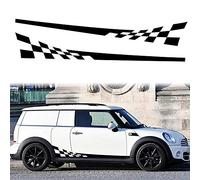 TOMALL 1 Par 196cm Universal Car Racing Bandera a Cuadros Rayas Laterales Calcomanías de Vinilo Impermeables para Puertas Laterales Celosía Decoraciones de Coches (Negro)