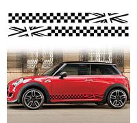 TOMALL 1 Par 200 cm Universal Car Racing Bandera a cuadros Rayas laterales Calcomanías de vinilo Impermeable Puerta lateral Celosía Decoraciones para automóviles (Negro)