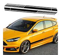 TOMALL 1 Par 210 cm Pegatinas de Rayas Deportivas para Puerta de Carrocería Pegatinas de Vinilo de Rayas Laterales Decoración para Coches SUV Vehículos Todoterreno Universal (Negro)