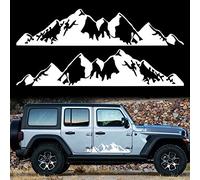 TOMALL 1 Par 75 cm Montañas Pegatinas Coche Puerta Lateral Cuerpo Nieve Montaña Gráfico Vinilo Decoración para SUV Camión Todoterreno Vehículo Universal Tamaño Largo (Blanco)
