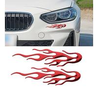 TOMALL 2 calcomanías brillantes de llama 3D de 7.8 pulgadas para automóvil, carreras de llamas, deportes, emblema de rayas cromadas, calcomanías para carrito de golf, impermeable, autoadhesiva, decoración para carrocería, camión, SUV, vehículos todoterreno (rojo)