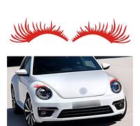 TOMALL 2 calcomanías de vinilo para faros delanteros de coche, impermeables, con personalidad, bonita decoración, calcomanías de pestañas falsas para faros delanteros de coche, camión, color rojo
