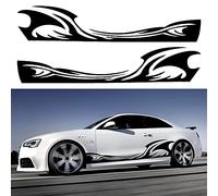 TOMALL 2-Pack Wave Flame Car Side Sticker Sport Stripe Decal Car Universal Vinilo Impermeable Trim Accesorios para Camión SUV Vehículo Todoterreno (Negro)