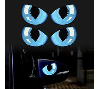 TOMALL 2 pares de pegatinas reflectantes estéreo 3D para espejo retrovisor de coche, auto fuerte, reflectante de ojos de gato, impermeables, divertidas calcomanías para camiones, SUV, carrocería, ventana, parachoques de motocicleta, decoración (azul)