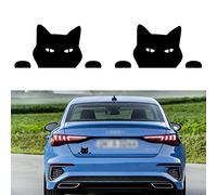 TOMALL 2 Piezas 14 cm Gato Coche Pegatinas Peeking Cat Watching Calcomanías de Vinilo Reflectantes para Ventana de Coche Parachoques Laptop (Negro)
