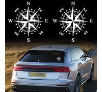 TOMALL 2 Piezas 15 cm Pegatinas de brújula Calcomanías Gráficas de Brújula para Capó de Automóvil para SUV Vehículos Todoterreno Cuerpo Puerta Lateral Tronco Vinilo Universal Impermeable (Blanco)