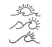 TOMALL 3 pegatinas de 7.4 pulgadas para ventana de coche, océano, montaña, vinilo, para coche, camión, parachoques, guardabarros, maletero, portátil, motocicleta (negro)