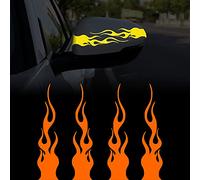 TOMALL 4 pegatinas 15cm reflectantes de para coche vinilo carreras deportes llama para carrito de golf vehículos todoterreno motocicletas monopatín portátil decoración de bricolaje(naranja)