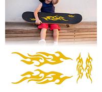 TOMALL 4 Piezas 12 cm + 29 cm Flame Reflective Car Stickers Flame Racing Sports Stripes Calcomanía Vinilo Impermeable DIY para Carrocería Camión SUV Offroad Vehículos Monopatín (Amarillo)